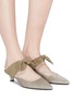 Figure View - Click To Enlarge - THE ROW - 'Coco' crepe bow tie suede mules