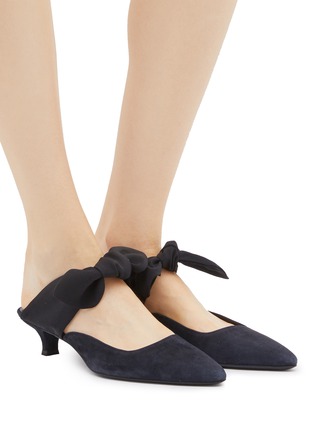 Figure View - Click To Enlarge - THE ROW - 'Coco' crepe bow tie suede mules