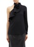 Main View - Click To Enlarge - OSCAR DE LA RENTA - Ruffle trim one-shoulder silk georgette blouse