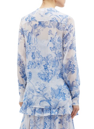 Back View - Click To Enlarge - OSCAR DE LA RENTA - Floral toile print silk chiffon shirt