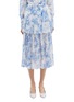 Main View - Click To Enlarge - OSCAR DE LA RENTA - Floral toile print pleated tiered silk chiffon skirt