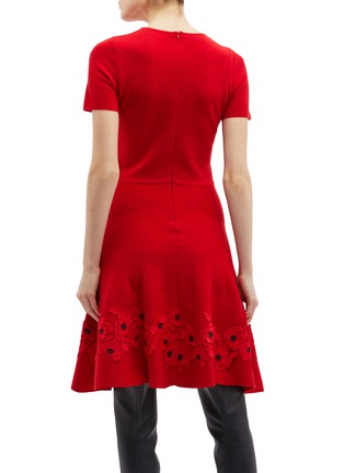 Back View - Click To Enlarge - OSCAR DE LA RENTA - Floral appliqué knit dress