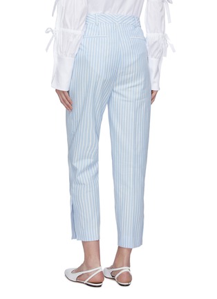 Back View - Click To Enlarge - VICTORIA, VICTORIA BECKHAM - Split cuff stripe chambray cropped pants