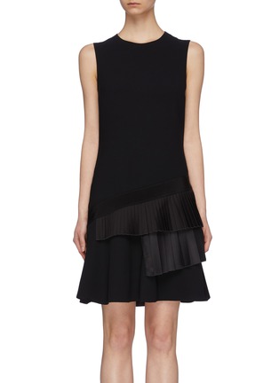 Main View - Click To Enlarge - VICTORIA, VICTORIA BECKHAM - Asymmetric pleated tiered sleeveless crepe shift dress