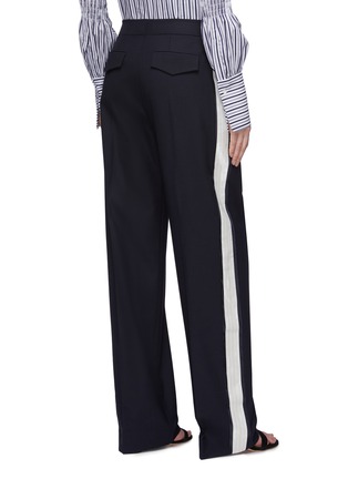 Back View - Click To Enlarge - VICTORIA, VICTORIA BECKHAM - Silk stripe outseam pleated wide leg pants