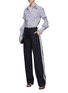 Figure View - Click To Enlarge - VICTORIA, VICTORIA BECKHAM - Silk stripe outseam pleated wide leg pants