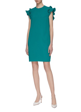 Figure View - Click To Enlarge - VICTORIA, VICTORIA BECKHAM - Tiered ruffle sleeve crepe dress