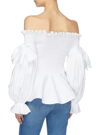 Back View - Click To Enlarge - LEAL DACCARETT - 'Murano' blouson sleeve smocked off-shoulder peplum top