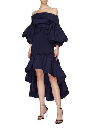 Figure View - Click To Enlarge - LEAL DACCARETT - 'Nashua' smocked panel ruffle high-low skirt