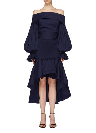 Main View - Click To Enlarge - LEAL DACCARETT - 'Tina' tie back blouson sleeve off-shoulder top