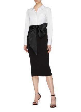 Figure View - Click To Enlarge - LEAL DACCARETT - 'Santiago' satin bow tie waist skirt