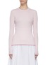 Main View - Click To Enlarge - GABRIELA HEARST - 'Browning' contrast trim cashmere-silk rib knit sweater