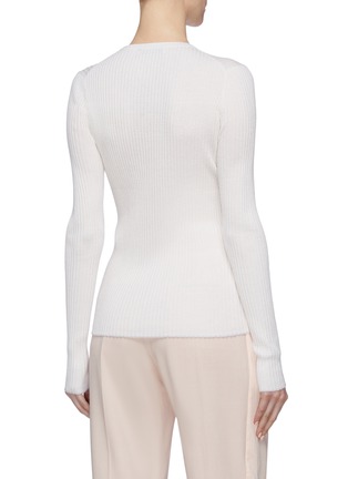 Back View - Click To Enlarge - GABRIELA HEARST - 'Browning' contrast trim cashmere-silk rib knit sweater