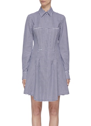 Main View - Click To Enlarge - GABRIELA HEARST - 'Garcia' darted geometric stripe shirt dress
