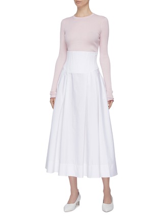 Figure View - Click To Enlarge - GABRIELA HEARST - 'Corrales' panelled waist pleated skirt