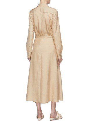 Back View - Click To Enlarge - GABRIELA HEARST - 'Mariano' belted pleated silk twill shirt dress