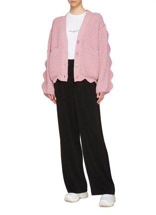 Figure View - Click To Enlarge - STELLA MCCARTNEY - Scalloped sleeve cotton-wool cardigan