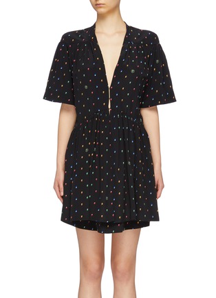 Main View - Click To Enlarge - STELLA MCCARTNEY - Ditsy print hook-and-eye front silk dress