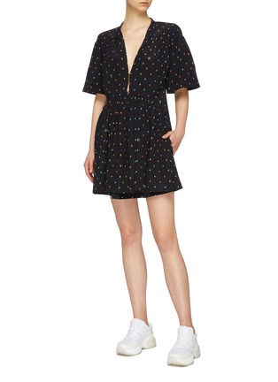 Figure View - Click To Enlarge - STELLA MCCARTNEY - Ditsy print hook-and-eye front silk dress