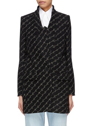 Main View - Click To Enlarge - STELLA MCCARTNEY - Monogram embroidered wool blend coat