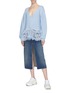 Figure View - Click To Enlarge - STELLA MCCARTNEY - Tie back broderie anglaise hem oversized knit top