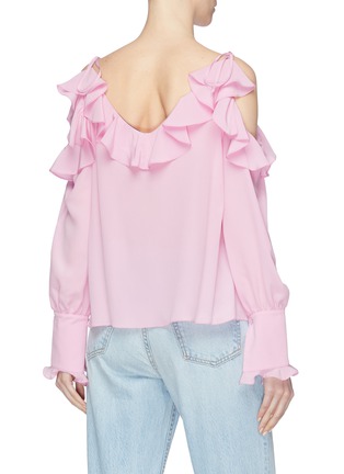 Back View - Click To Enlarge - STELLA MCCARTNEY - Tie ruffle silk cold shoulder top