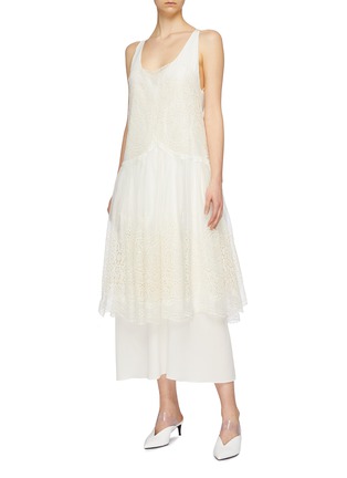 Figure View - Click To Enlarge - STELLA MCCARTNEY - Broderie anglaise silk tulle overlay dress