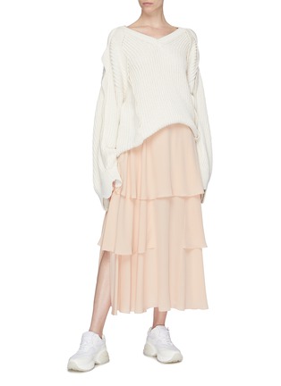 Figure View - Click To Enlarge - STELLA MCCARTNEY - Tiered silk skirt