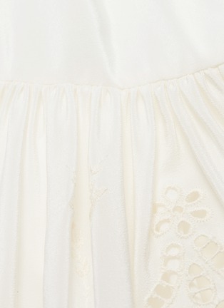 Detail View - Click To Enlarge - STELLA MCCARTNEY - Broderie anglaise hem silk satin dress