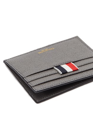 Detail View - Click To Enlarge - THOM BROWNE  - Stripe pebble grain leather card holder