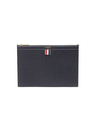 Main View - Click To Enlarge - THOM BROWNE  - Stripe pebble grain leather tablet holder