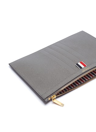 Detail View - Click To Enlarge - THOM BROWNE  - Stripe small pebble grain leather tablet holder