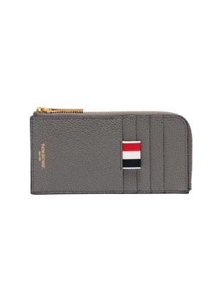 THOM BROWNE | Stripe pebble grain leather half-zip wallet
