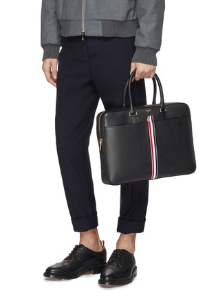 Figure View - Click To Enlarge - THOM BROWNE  - Stripe leather business bag