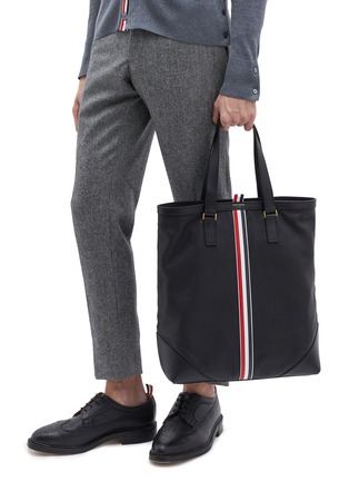 Figure View - Click To Enlarge - THOM BROWNE  - Stripe leather tote