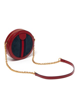 Detail View - Click To Enlarge - GUCCI - 'Ophidia' mini logo Web stripe round suede crossbody bag