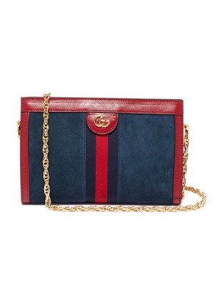 Main View - Click To Enlarge - GUCCI - 'Ophidia' small leather trim suede crossbody bag