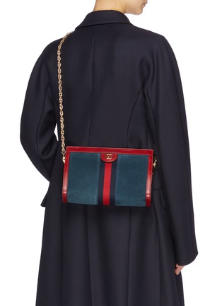 Figure View - Click To Enlarge - GUCCI - 'Ophidia' small leather trim suede crossbody bag