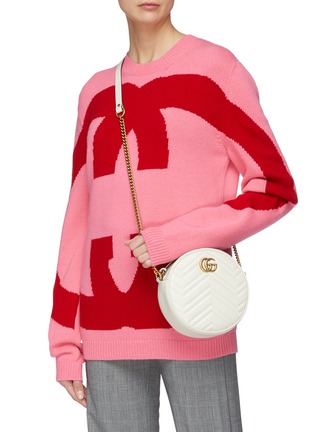 Figure View - Click To Enlarge - GUCCI - 'GG Marmont' round matelassé leather crossbody bag
