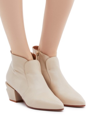 Figure View - Click To Enlarge - CLERGERIE - 'Agate' twist heel leather ankle boots