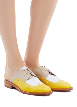 Figure View - Click To Enlarge - CLERGERIE - 'Attach' colourblock leather loafer slides