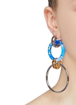 Figure View - Click To Enlarge - BALENCIAGA - Mix hoop link drop earrings