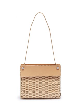 Main View - Click To Enlarge - RODO - Leather canvas panel wicker shoulder bag