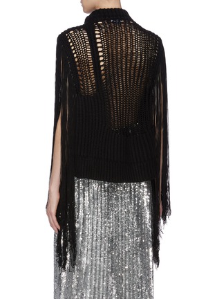 Back View - Click To Enlarge - CALVIN KLEIN 205W39NYC - Detachable brooch fringe sleeve open knit sweater