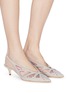 Figure View - Click To Enlarge - RODO - Mesh insert suede slingback pumps