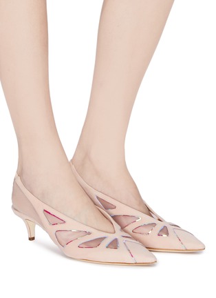 Figure View - Click To Enlarge - RODO - Mesh insert suede slingback pumps