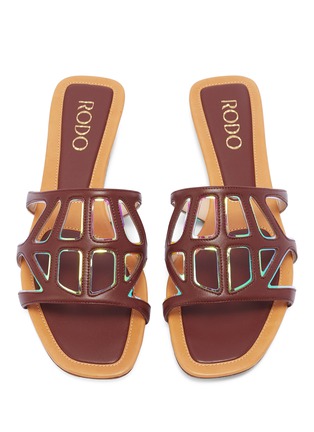 Detail View - Click To Enlarge - RODO - Cutout leather slide sandals