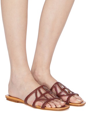 Figure View - Click To Enlarge - RODO - Cutout leather slide sandals
