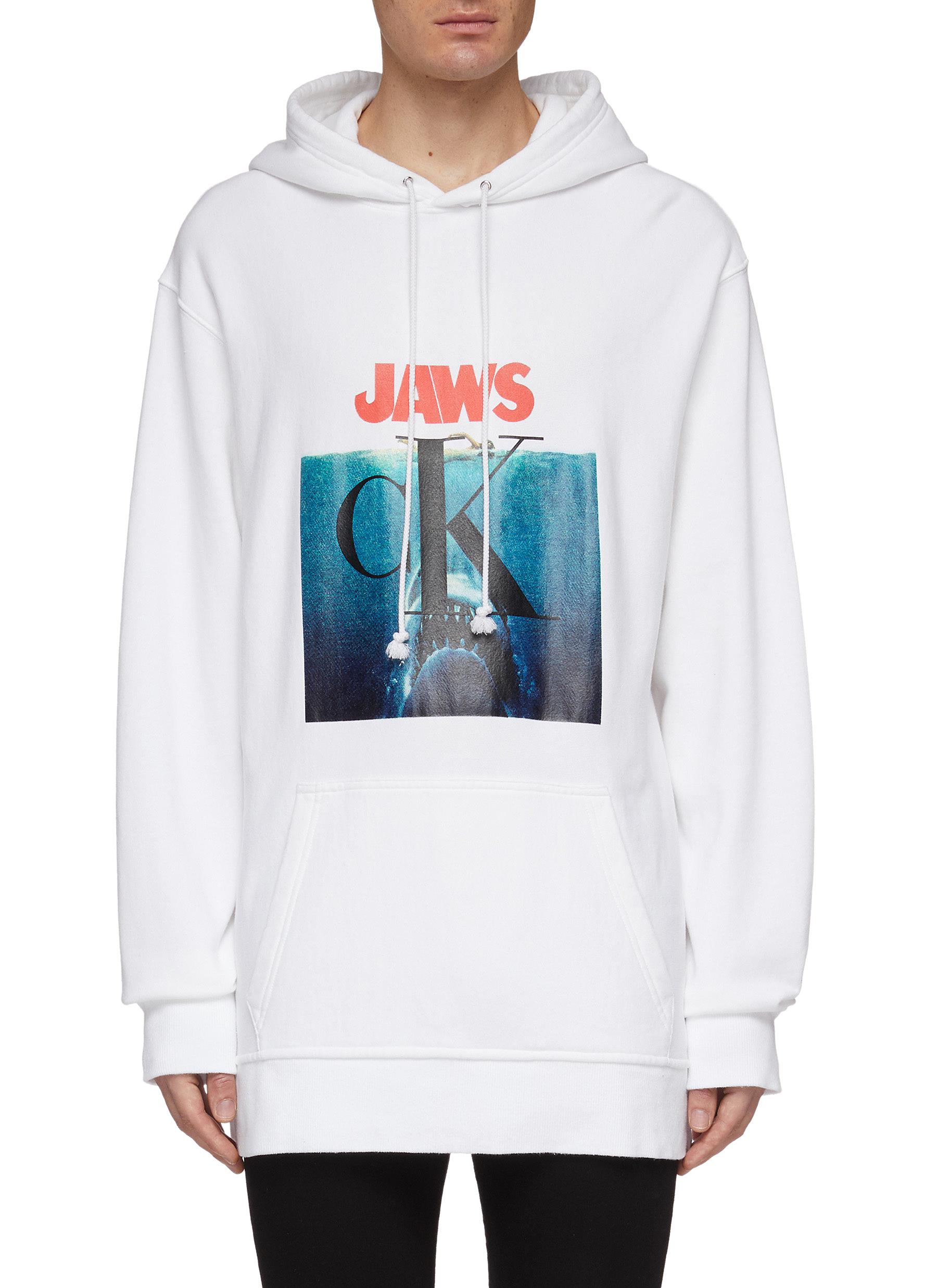 Calvin Klein 205w39nyc 'jaws' Logo Graphic Print Hoodie In White | ModeSens