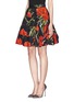 Front View - Click To Enlarge - - - Carnation print patchwork ruche skirt